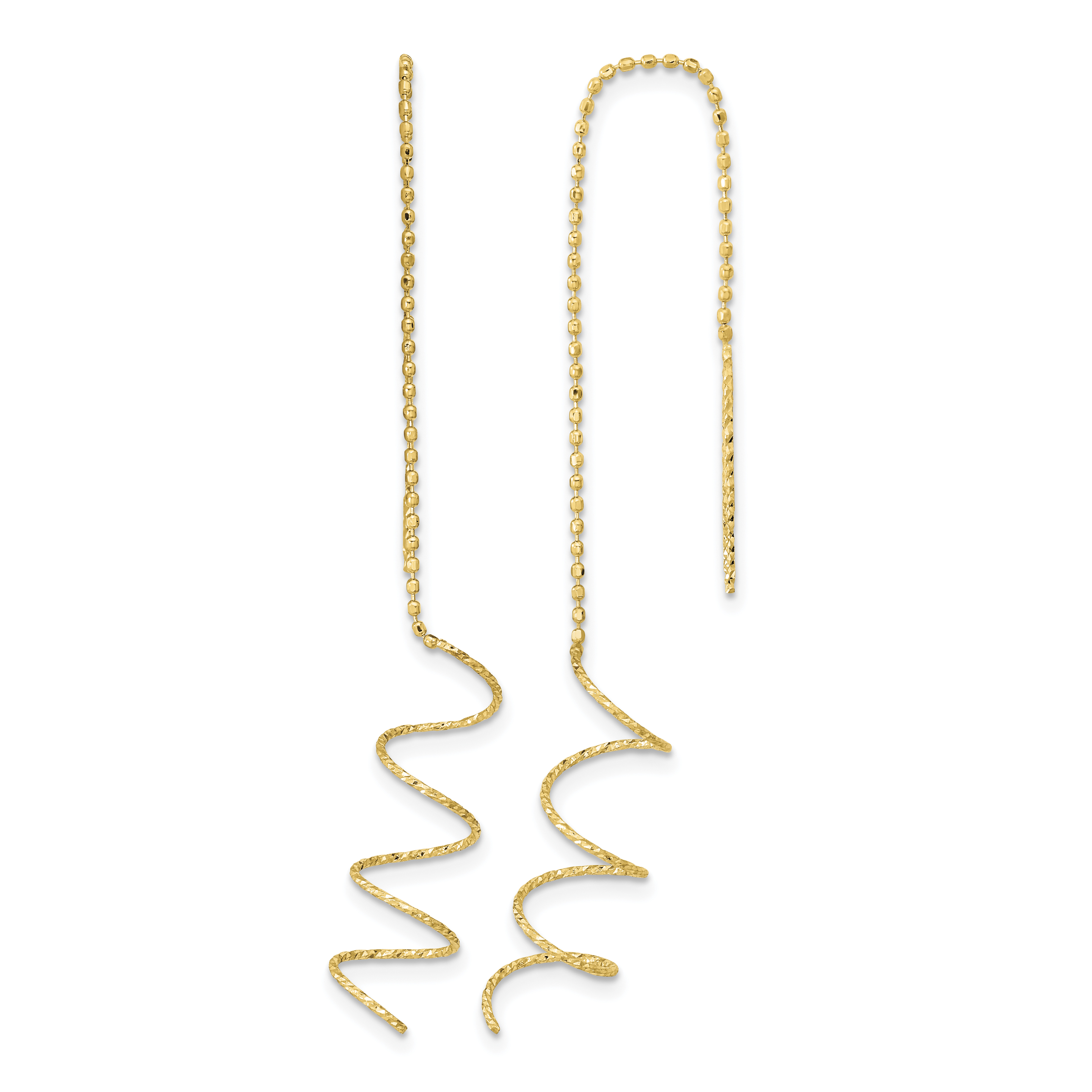 14k Polished Diamond-cut Spiral Threader Earrings (TH951)