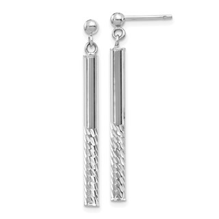 Gold Diamond-cut Tube Dangle Post Earrings