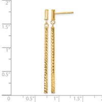 14K Yellow Gold Polished and Diamond-cut Bar Dangle Post Earrings view 4