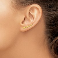 14K Yellow Gold Graduated Hearts Polished Ear Climber Earrings view 4
