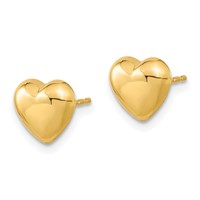 14K 8.6mm Yellow Gold Polished Heart Post Earrings view 2
