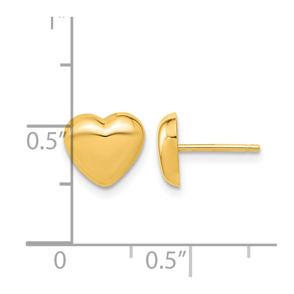 14k Gold Polished Heart Post Earrings (TH968)
