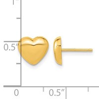 14K 8.6mm Yellow Gold Polished Heart Post Earrings view 3