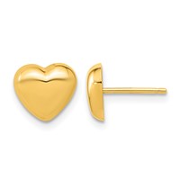 14K 8.6mm Yellow Gold Polished Heart Post Earrings view 1