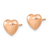 14K Rose Gold 8.6mm Polished Heart Post Earrings view 2
