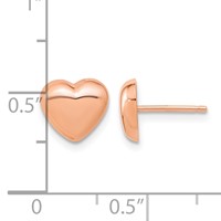 14K Rose Gold 8.6mm Polished Heart Post Earrings view 4