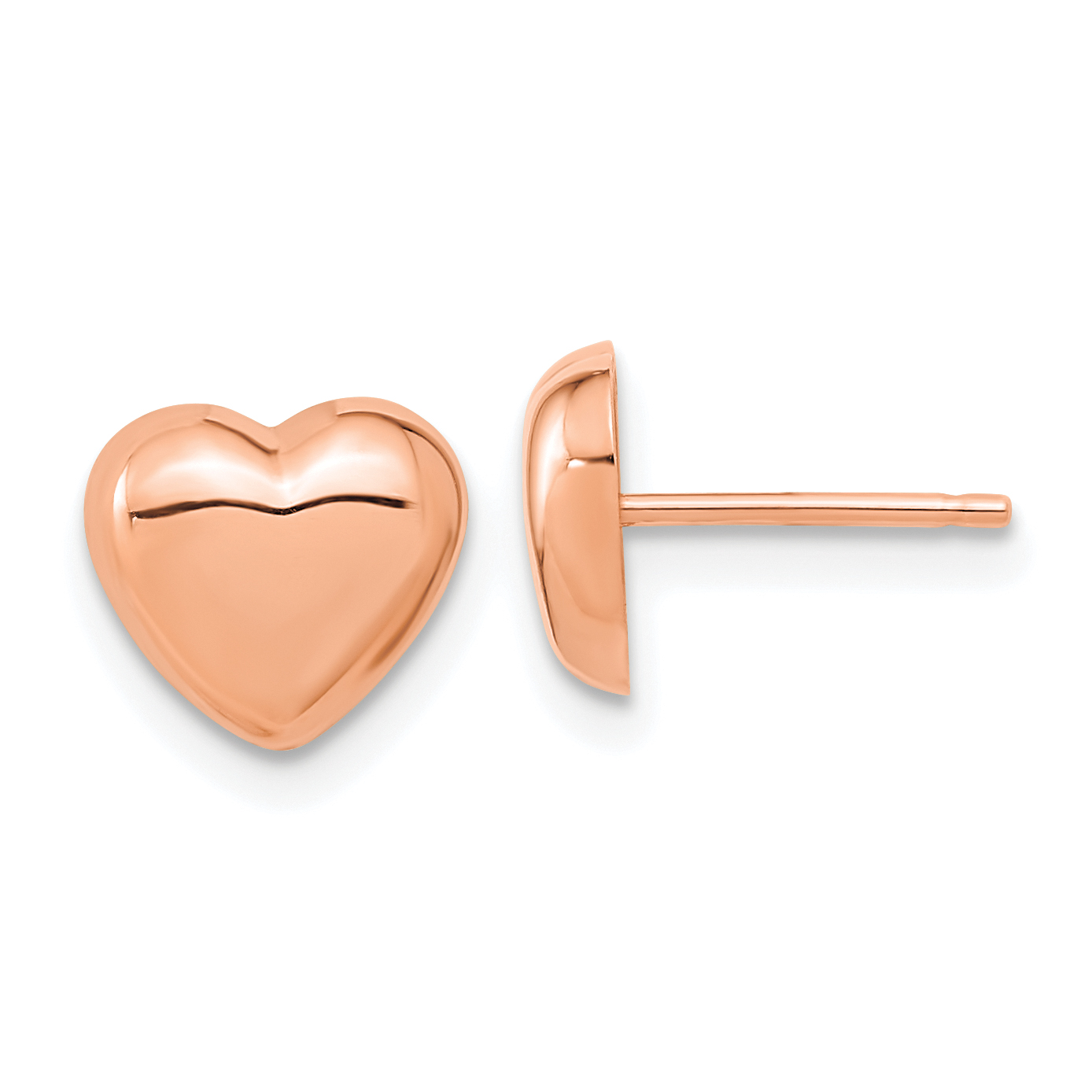 14k Rose Gold Polished Heart Post Earrings (TH968R)