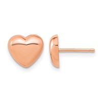 14K Rose Gold 8.6mm Polished Heart Post Earrings view 1