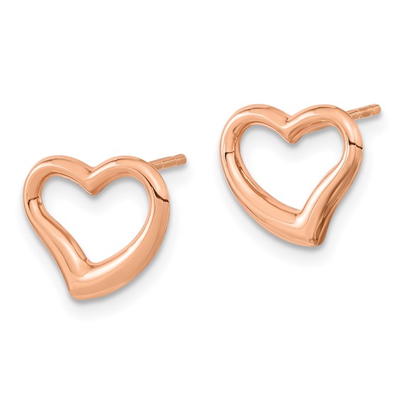 14k Rose Gold Polished Open Wavy Heart Post Earrings
