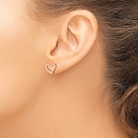 14K Rose Gold Polished Open Wavy Heart Post Earrings view 4