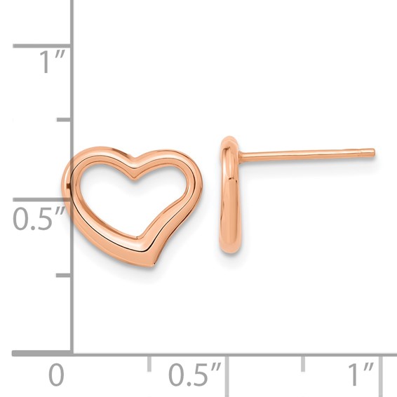 14k Rose Gold Polished Open Wavy Heart Post Earrings