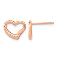 14K Rose Gold Polished Open Wavy Heart Post Earrings view 1