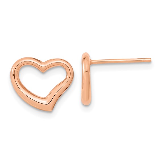 14k Rose Gold Polished Open Wavy Heart Post Earrings