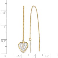 14K and White Rhodium Polished Satin Diamond-cut Heart Threader Earrings view 4
