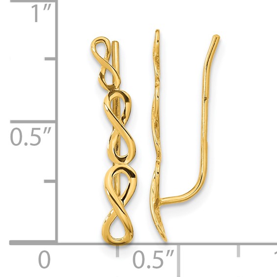 14k Polished Infinity Ear Climber Earrings