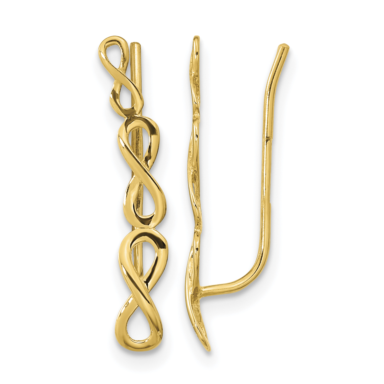 14k Gold Polished Infinity Ear Climber Earrings (TH977)