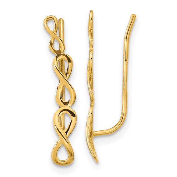14k Polished Infinity Ear Climber Earrings