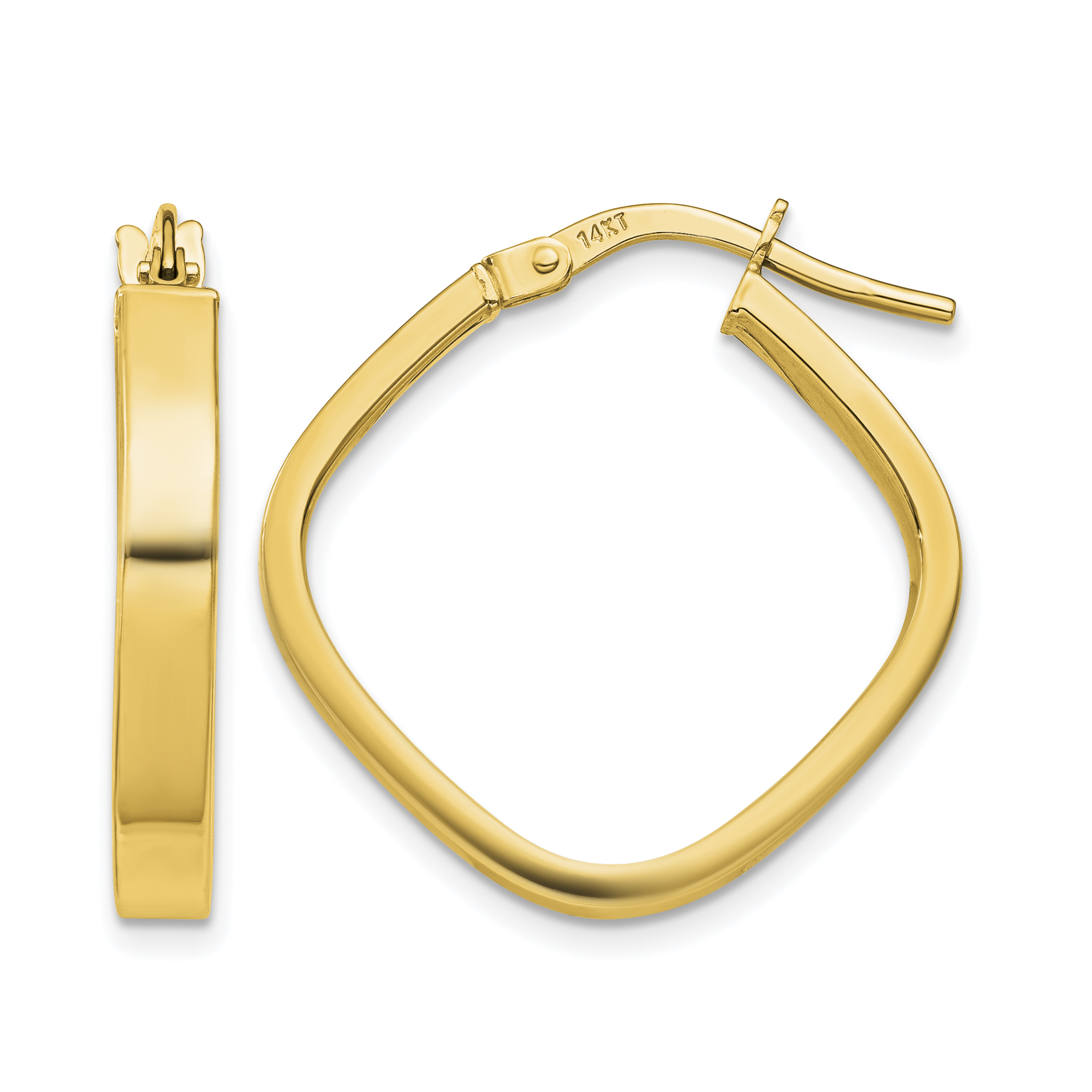14K Flat Edge Square Hoop Earrings (TH980)