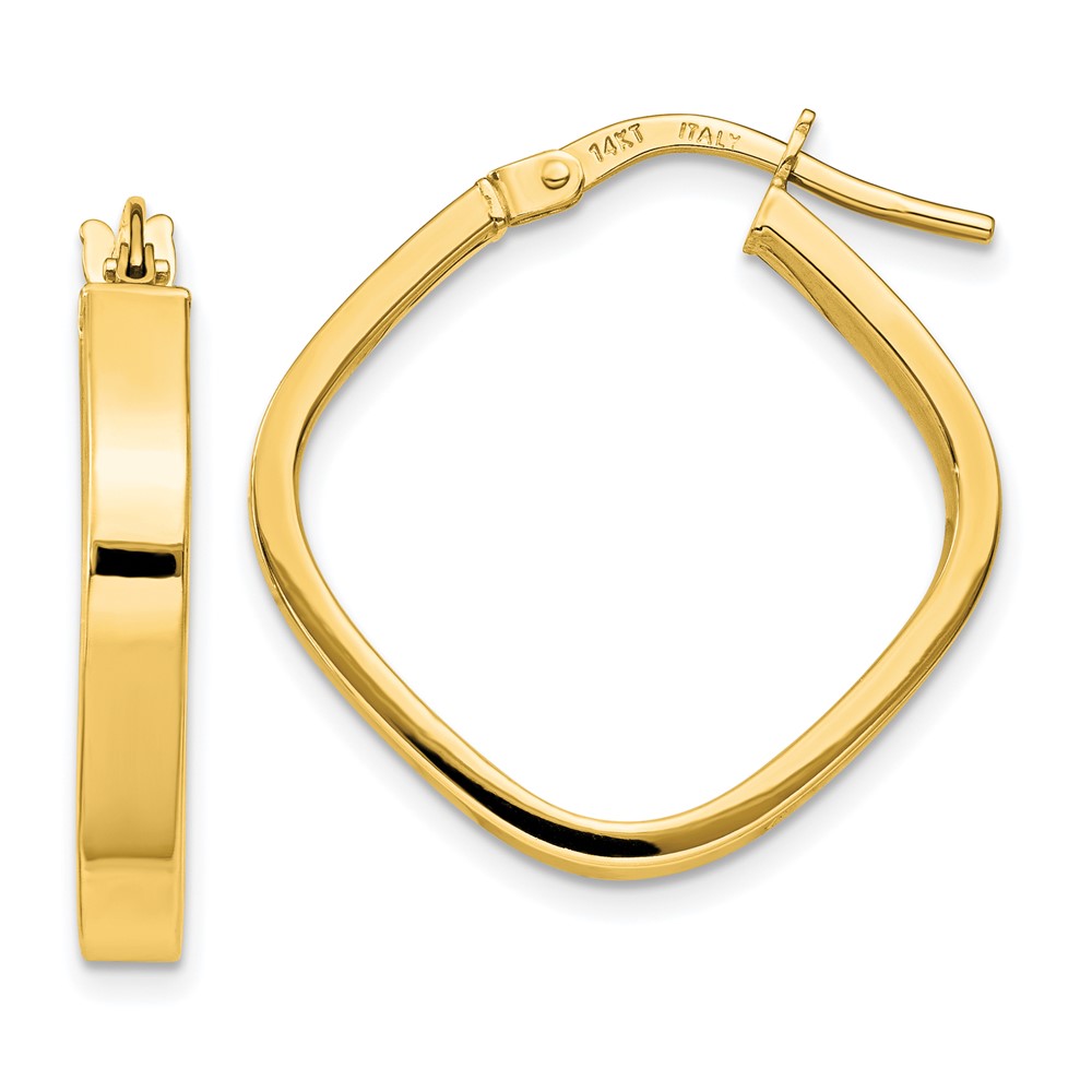 14K Flat Edge Square Hoop Earrings