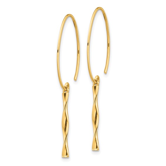 14K Twisted Bar Dangle Wire Earrings