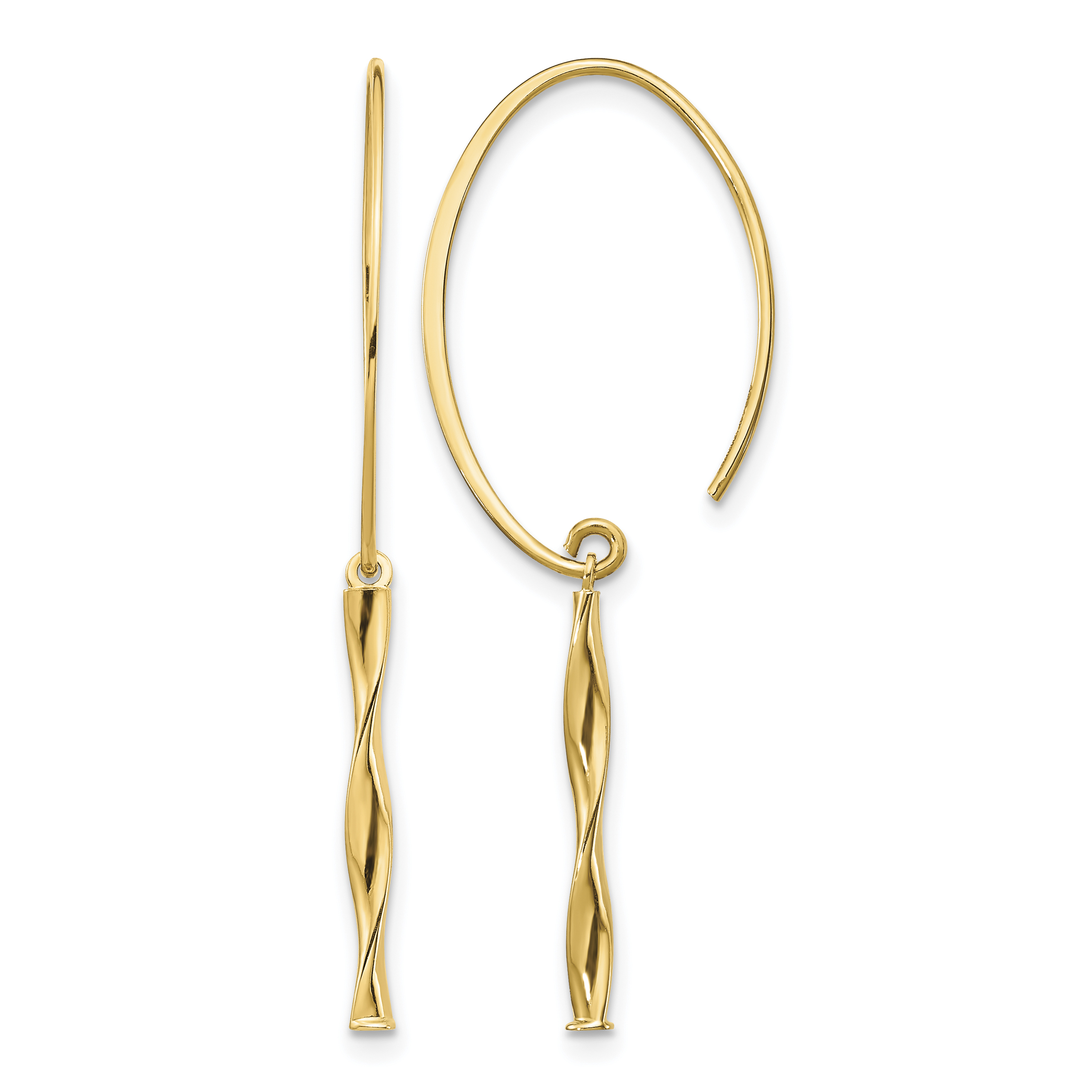 14K Twist Bar Dangle Earrings (TH985)