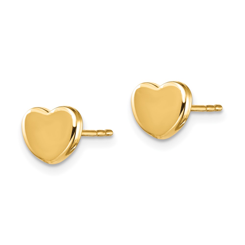 14K Polished Heart Post Earrings (TH993)