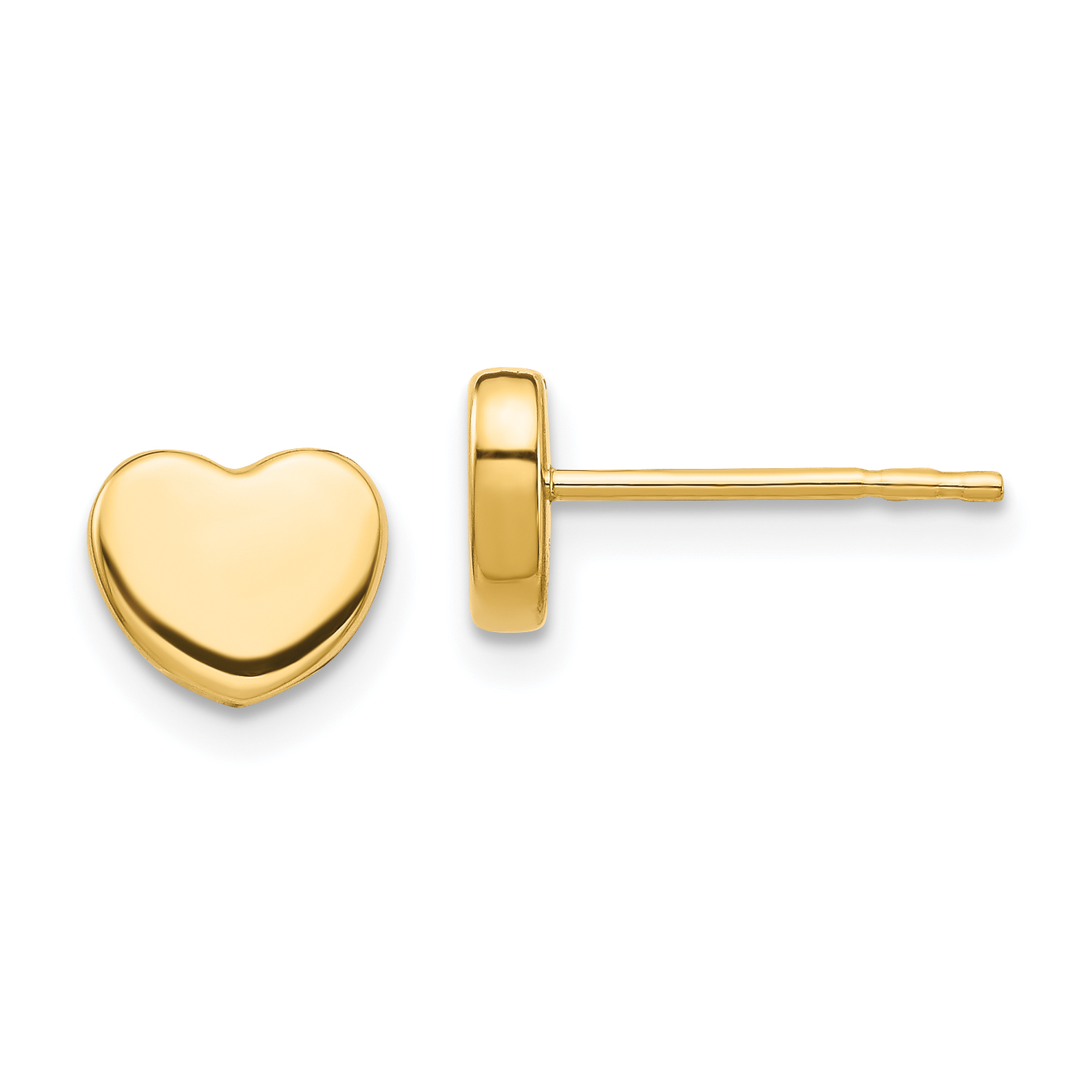 14K Polished Heart Post Earrings (TH993)