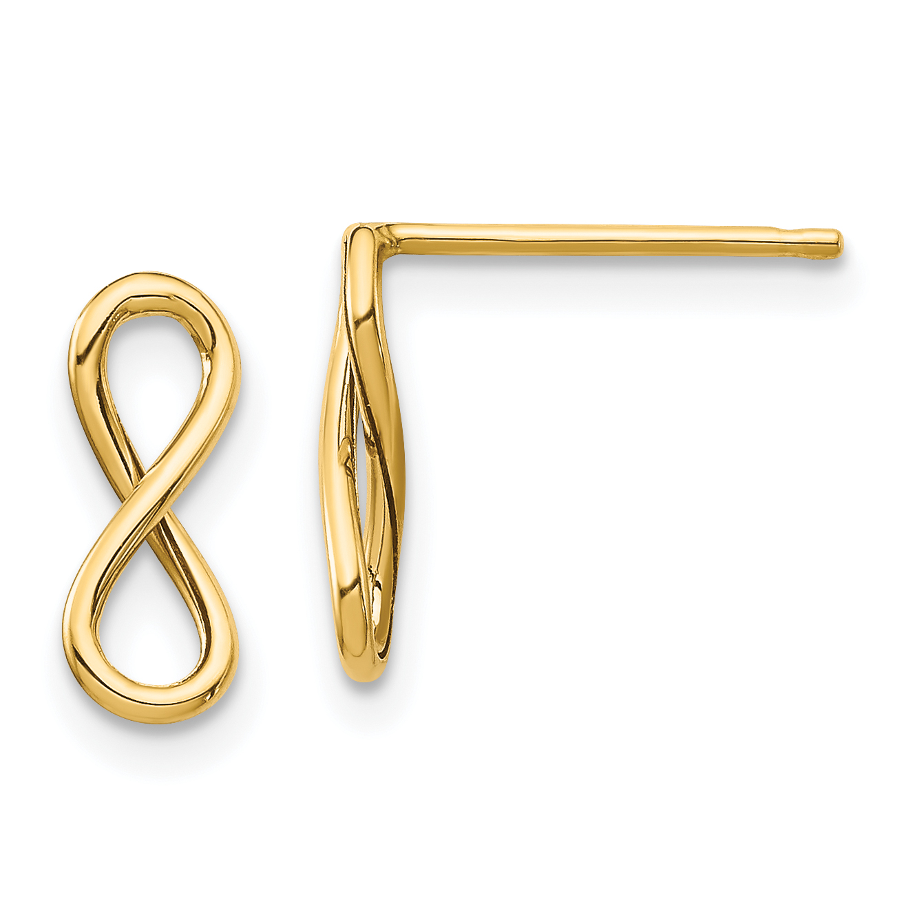 14K Polished Infinity Post Earrings (TH994)