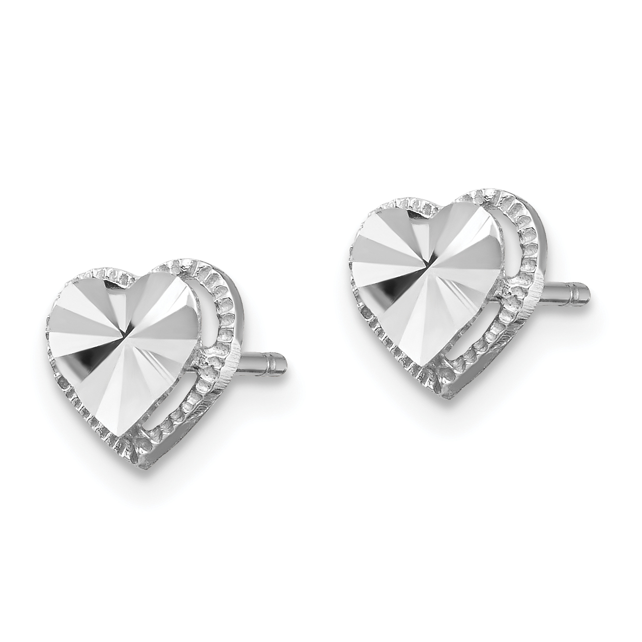 14K Gold Diamond-Cut Heart Post Earrings TH996 detailed image 2