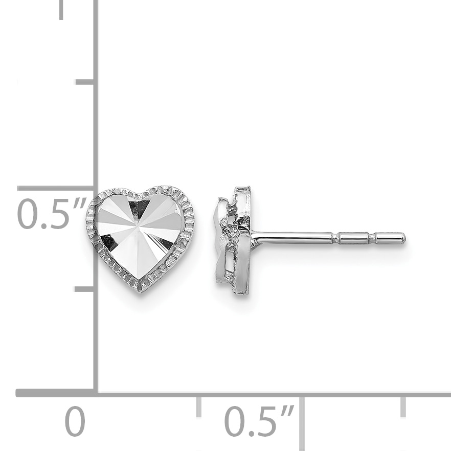 14K Gold Diamond-Cut Heart Post Earrings TH996 detailed image 4