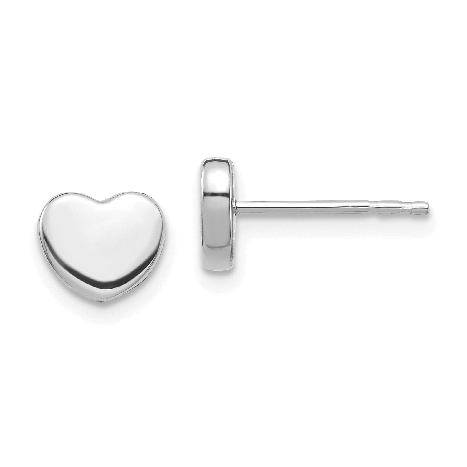 14K White Gold Polished Heart Post Earrings (TH997)