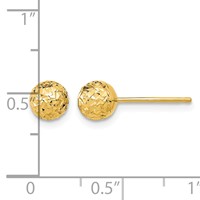 14K 6mm Yellow Gold Diamond-cut Puffed Ball Post Earrings view 3