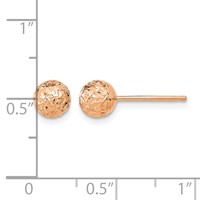 14K Rose Gold 6mm Diamond-cut Puffed Ball Post Earrings view 4