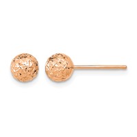 14K Rose Gold 6mm Diamond-cut Puffed Ball Post Earrings view 1