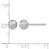 14K White Gold 6mm Diamond-cut Puffed Ball Post Earrings view 4