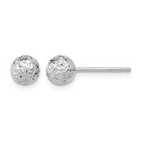 14K White Gold 6mm Diamond-cut Puffed Ball Post Earrings view 1