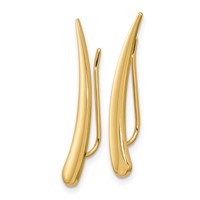 14K Yellow Gold Polished Pointed Ear Climber Earrings view 2