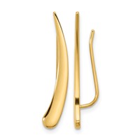 14K Yellow Gold Polished Pointed Ear Climber Earrings view 1