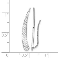 14K White Gold Polished Textured Pointed Ear Climber Earrings view 4