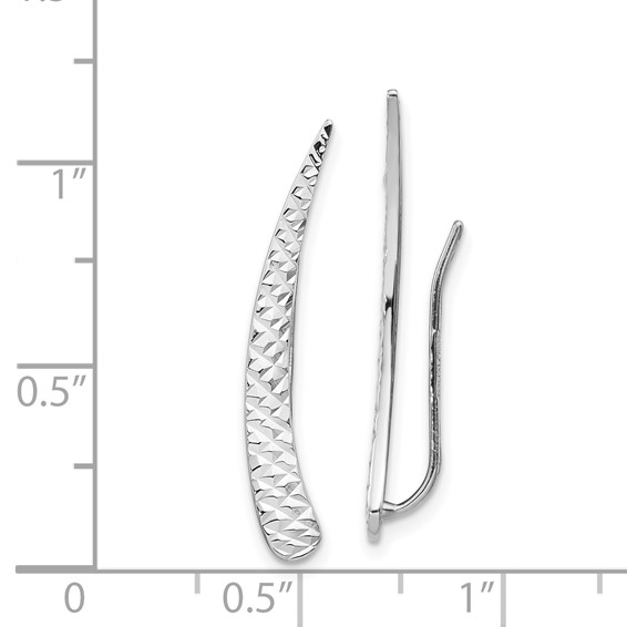 14k White Gold Polished Textured Pointed Ear Climber Earrings