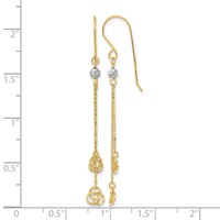 14K Two-tone Polished Diamond-cut Love Knot Dangle French Hook Earrings view 4