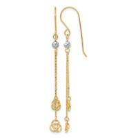 14K Two-tone Polished Diamond-cut Love Knot Dangle French Hook Earrings view 1