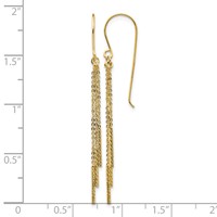 14K Yellow Gold Polished Diamond-cut Chain and Bar Dangle French Hook Earrings view 4