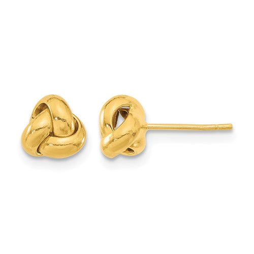 14K 7mm Yellow Gold Polished Love Knot Post Earrings