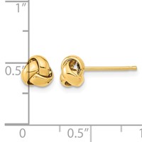14K 6.5mm Yellow Gold Polished Love Knot Post Earrings view 3