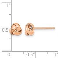 14K Rose Gold 6.5mm Polished Love Knot Post Earrings view 4
