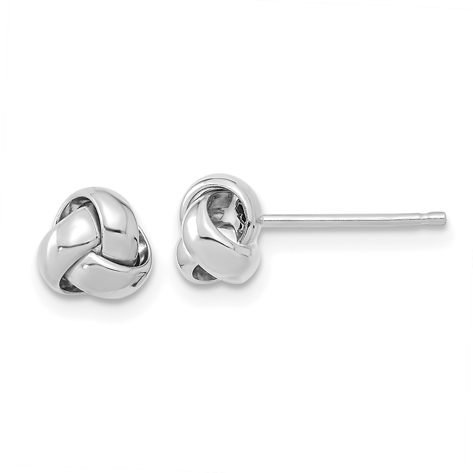 14k White Gold Polished Love Knot Post Earrings (TL1046W)
