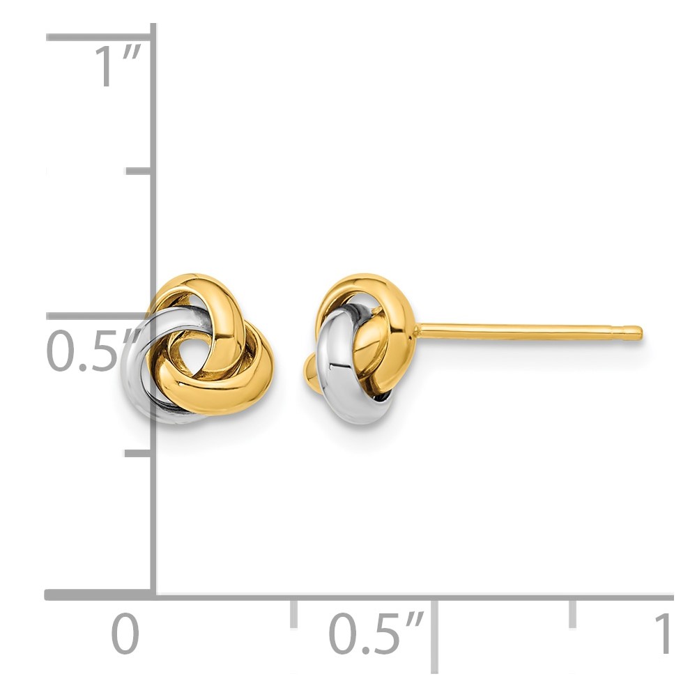 14k Two-Tone Polished Love Knot Post Earrings (TL1047TT)