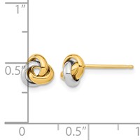 14K Two-tone 7mm Polished Love Knot Post Earrings view 3