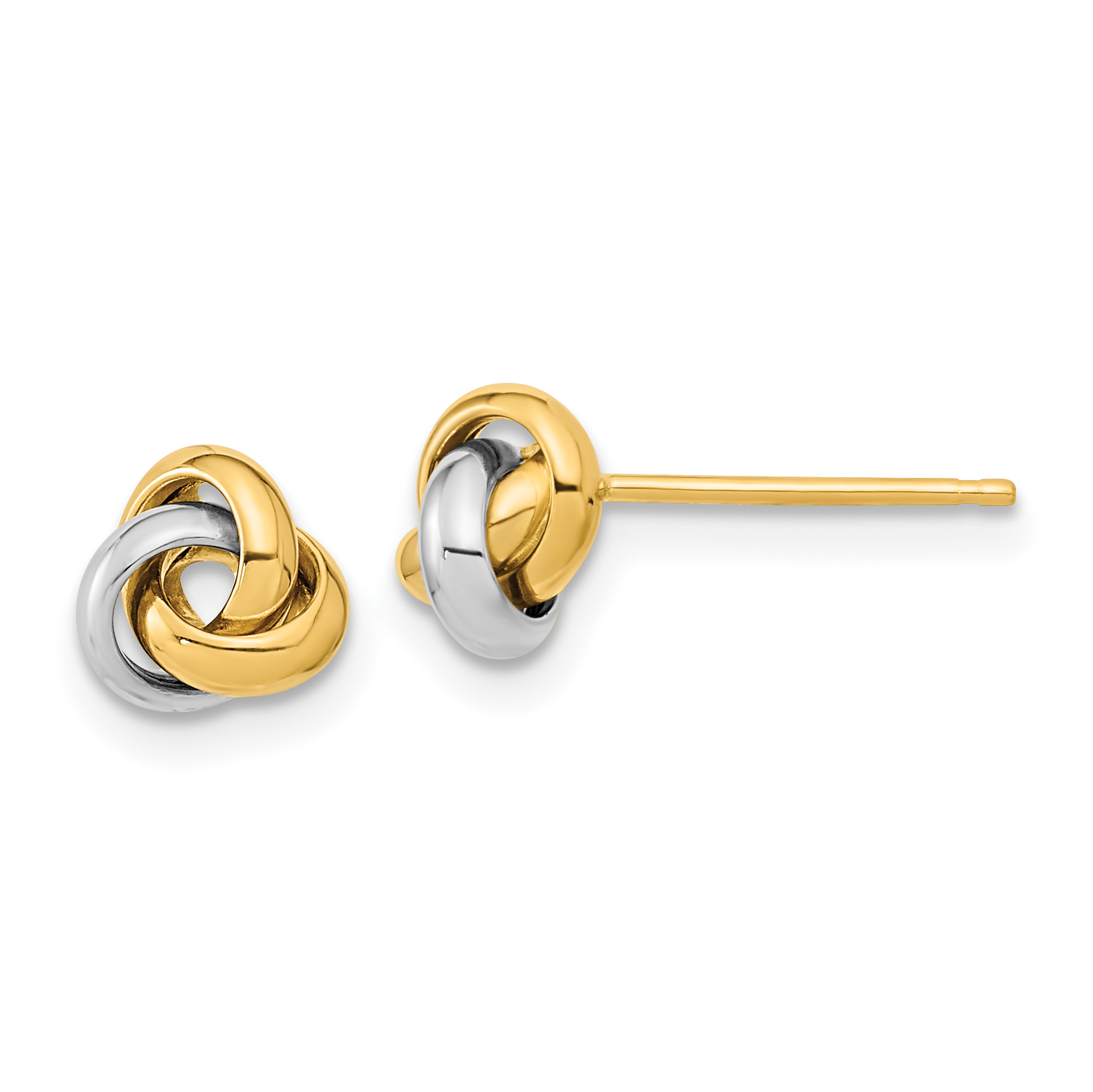 14k Two-Tone Polished Love Knot Post Earrings (TL1047TT)